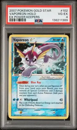 2007 POKEMON EX POWER KEEPERS GOLD STAR #102 VAPOREON-HOLO PSA 4 - Image 1