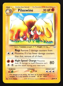 Pokemon Piloswine 36/64 WotC Neo Revelation Unlimited Uncommon LP - Image 1