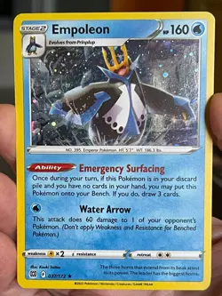 POKEMON EMPOLEON 037/172 RARE COSMOS HOLOFOIL BRILLIANT STARS NM CARD - Image 1