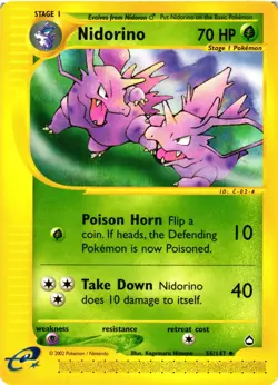 Pokemon TCG Nidorino Aquapolis 55/147 Uncommon MP - Image 1