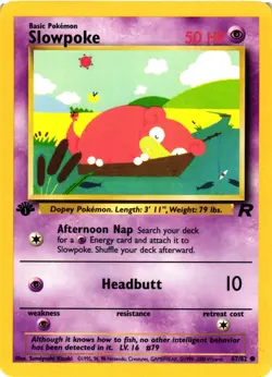 Pokemon TCG Slowpoke 67/82 Team Rocket Regular 1st Edition LP - Image 1