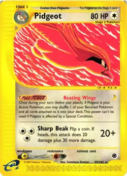 Pokemon Pidgeot 59/165 Non-Holo Rare Expedition Base Set LP - Image 1