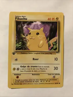 Pokemon Pikachu TCG Base Set 1st Edition Common Card 58/102 Spanish - Image 1