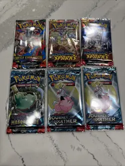 Pokemon Scarlet And Violet + MEGA SETS English Sealed Booster Pack Lot Of 6 NEW - Image 1