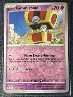 Gimmighoul 97/191- Common Reverse Holo- Surging Sparks- Pokemon TCG- NM - Image 1