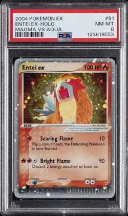 2004 POKEMON EX TEAM MAGMA VS TEAM AQUA #91 ENTEI EX-HOLO PSA 8 - Image 1