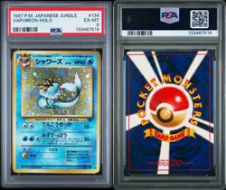 1997 POKEMON JAPANESE JUNGLE VAPOREON-HOLO 134 PSA 6 - Image 3