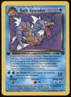 DARK GYARADOS 25/82 NON-HOLO RARE TEAM ROCKET POKEMON 1ST EDITION - Image 1