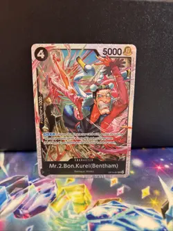 Mr.2.Bon.Kurei (Bentham) OP14-091 The Azure Sea's Seven Foil SR Near Mint - Image 1
