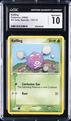 2005 POKEMON EX DELTA SPECIES #72/113 KOFFING CGC 10 GEM MINT - Image 1