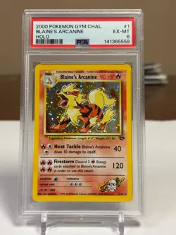 2000 Pokemon #1/132 Blaine's Arcanine (Gym Challenge) Holo PSA 6 (New Slab) - Image 1