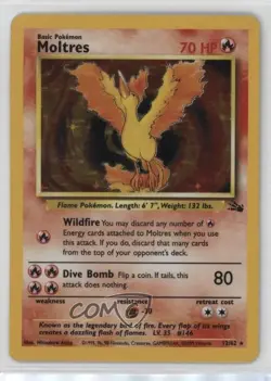 Moltres Holo Pokemon Fossil #12 1999 - Image 1