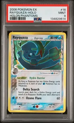 2006 POKEMON EX HOLON PHANTOMS #16 RAYQUAZA-HOLO PSA 9 - Image 1