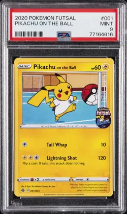 2020 POKEMON FUTSAL #001 PIKACHU ON THE BALL PSA 9 - Image 1