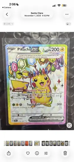 2024 Pokemon SV Surging Sparks SSP EN Pikachu Ex #219/191 PSA 10 - Image 3