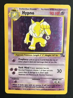Pokemon TCG Hypno Fossil Holo Rare Card 8/62 Stage 1 Unlimited 1999 - Image 1