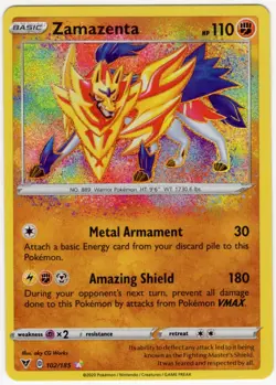 Zamazenta - 102/185 Vivid Voltage AMAZING RARE Pokemon - NM/MINT - Image 1