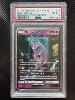 PSA 8 Mewtwo GX (Secret Shining) 78/73 Shining Legends Holo Pokemon TCG Alt Art - Image 1