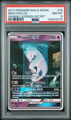 Mewtwo GX (Secret Shining) 78/73 Shining Legends Holo PSA 8 Mewtube Pokemon TCG - Image 1