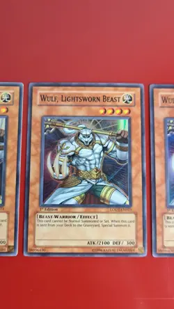 3X Yu-Gi-Oh! Wulf, Lightsworn Beast (LODT-EN023), SUPER RARE, 1st EDITION, NM - Image 3