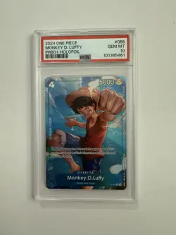 One Piece Monkey.D.Luffy Full Art HOLOFOIL PRB01 P-055 PSA 10 Low Pop 57 - Image 1