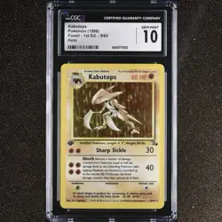 1999 Pokemon 1st Edition Fossil #9 Kabutops Holo Rare CGC 10 GEM MINT WOTC Card - Image 1