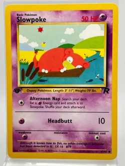 Slowpoke First 1st Edition 67/82 LP Pokemon Card 2000 Team Rocket - Image 1