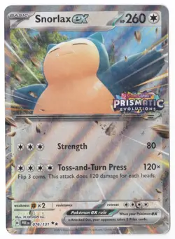 Pokemon Snorlax ex Prismatic Evolution Stamped 076/131 Double Rare Holo - NM - Image 1