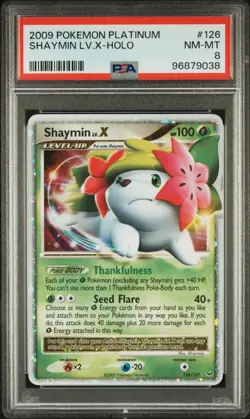 2009 POKEMON PLATINUM #126 SHAYMIN LV.X-HOLO PSA 8 - Image 1