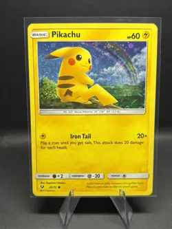 Pokemon TCG Pikachu 28/73 Sequin Holo Sun & Moon Shining Legends 2017 - Image 1