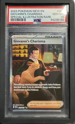 Pokemon TCG 151 Full Art Trainer Giovanni's Charisma 204/165 PSA 10 - Image 1