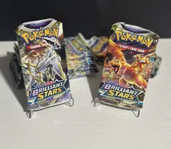 Brilliant Stars Sword & Shield Pokemon TCG Booster Packs - Lot of 13 Sealed C22 - Image 1