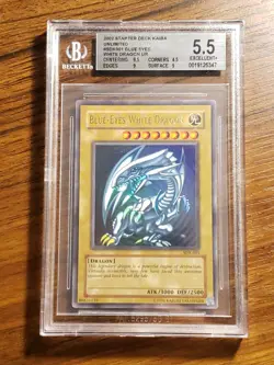 Yu-Gi-Oh 2002 Blue Eyes White Dragon #SDK001 Ultra Rare Unltd BGS 5.5 Excellent+ - Image 1