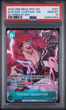 2022 One Piece Eustass "Captain" Kid OP01-051 Alternate Art PSA 10 Pre-errata - Image 1