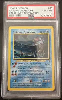 PSA 8 SHINING GYARADOS #65 HOLO 2001 POKEMON NEO REVELATION - Image 1