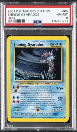 2001 POKEMON NEO REVELATION #65 SHINING GYARADOS-HOLO PSA 8 - Image 1