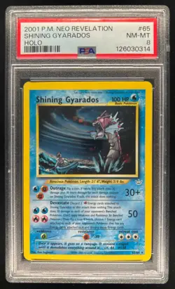 2001 Pokemon Neo Revelation Shining Gyarados Holo #65/64 PSA 8 - Image 1