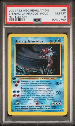 2001 POKEMON NEO REVELATION 1ST ED #65 SHINING GYARADOS-HOLO PSA 8 - Image 1