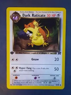 Pokemon Card Team Rocket 1st Edition Regular Finish Dark Raticate 51/82 - Image 1