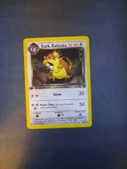Pokemon Card Team Rocket 1st Edition Regular Finish Dark Raticate 51/82 - Image 3