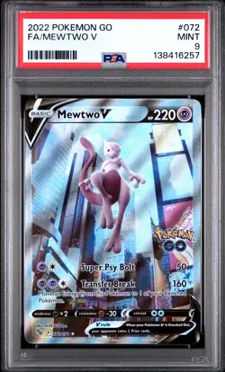 2022 POKEMON GO #072 FULL ART/MEWTWO V PSA 9 - Image 1
