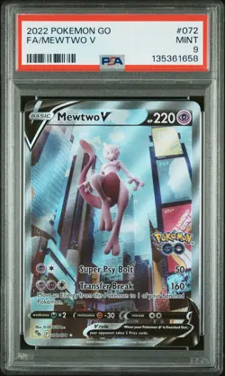 2022 POKEMON GO #072 FULL ART/MEWTWO V PSA 9 - Image 1