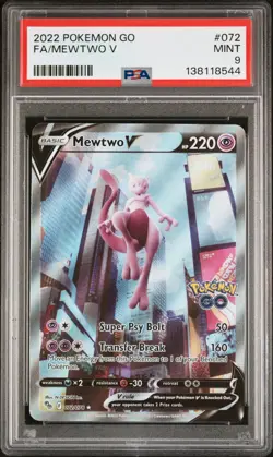 2022 POKEMON GO #072 FULL ART/MEWTWO V PSA 9 - Image 1