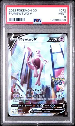 2022 POKEMON GO #072 FULL ART/MEWTWO V PSA 9 - Image 1