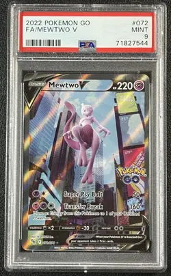 FA MEWTWO V PSA 9 2022 POKEMON SWORD & SHIELD GO #072/078 FULL ART 7544 - Image 1