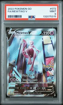 2022 POKEMON GO #072 FULL ART/MEWTWO V PSA 9 - Image 1