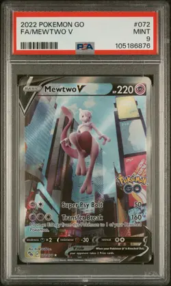 2022 POKEMON GO #072 FULL ART/MEWTWO V PSA 9 - Image 1