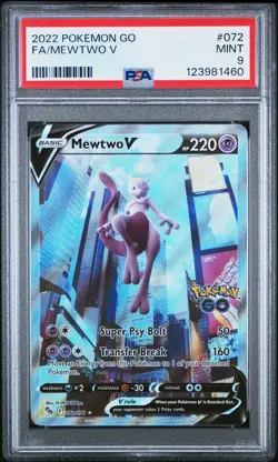 2022 POKEMON GO #072 FULL ART/MEWTWO V PSA 9 - Image 1