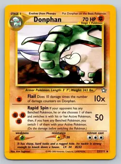 Donphan - Neo Genesis - - Rare - 21/111 - Pokemon - - Near Mint Unlimited - Image 2