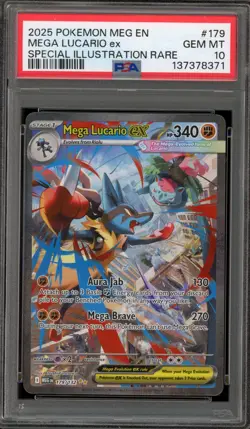 Pokemon Mega Lucario ex Mega Evolution Special Illustration Rare #179 PSA 10 - Image 1